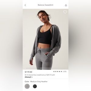 Athleta Balance Hoodie Size Medium Gray